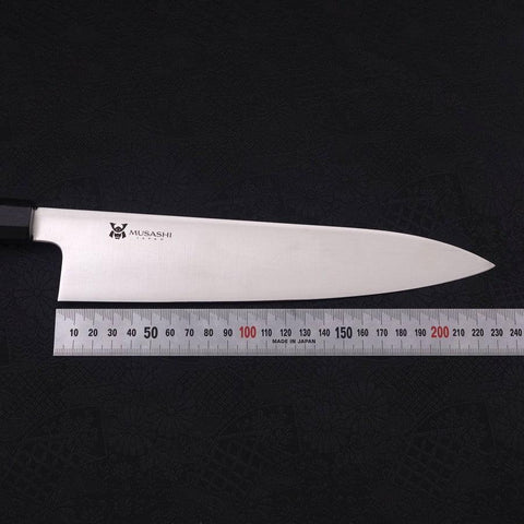 Gyuto VG-10 Polished Double Buffalo Ebony Handle 240mm (9.4”)-[Musashi]-[Japanese-Kitchen-Knives]