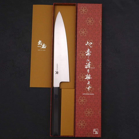 Gyuto VG-10 Polished Double Buffalo Ebony Handle 240mm (9.4”)-[Musashi]-[Japanese-Kitchen-Knives]