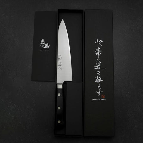 Gyuto VG-10 Polished Western Black Cherry Handle 180mm (7”)-[Musashi]-[Japanese-Kitchen-Knives]