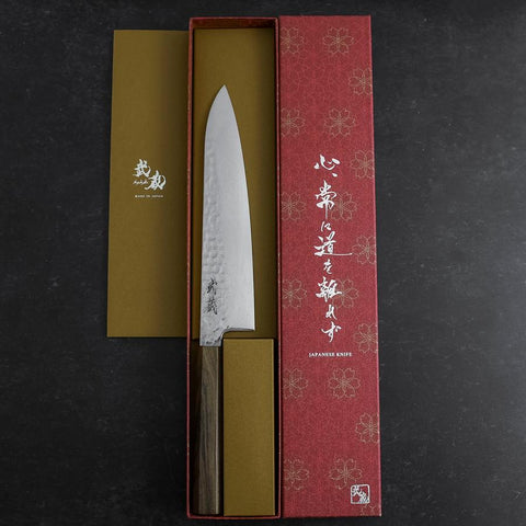 Gyuto VG-10 Tsuchime Damascus Ashwood Handle 210mm (8.3”)-[Musashi]-[Japanese-Kitchen-Knives]