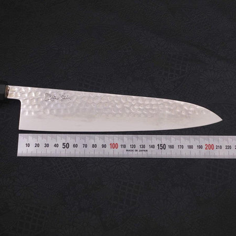 Gyuto VG-10 Tsuchime Damascus Buffalo Ebony Handle 210mm (8.3”)-[Musashi]-[Japanese-Kitchen-Knives]