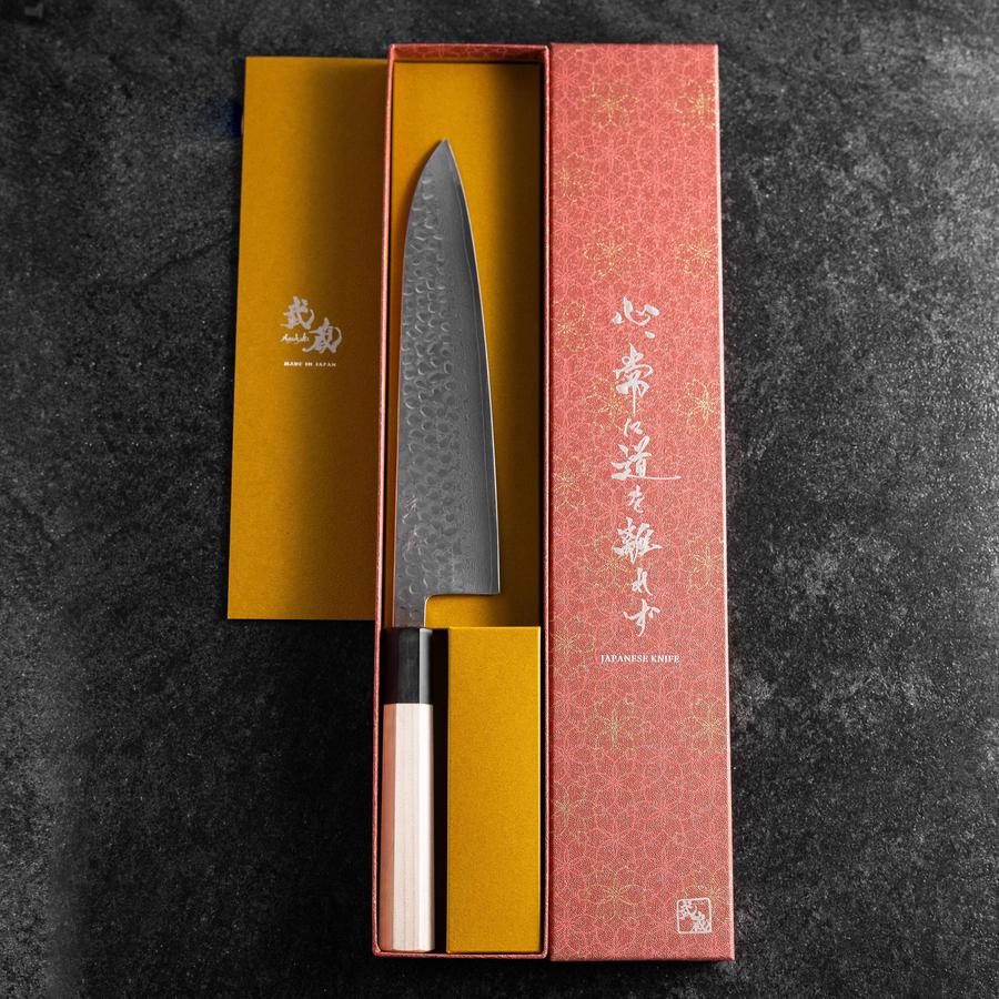 Gyuto VG-10 Tsuchime Damascus Buffalo Magnolia Handle 210mm (8.3