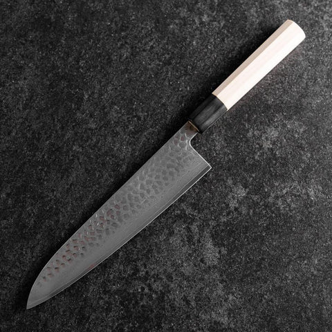 Gyuto VG-10 Tsuchime Damascus Buffalo Magnolia Handle 210mm-[Musashi]-[Japanese-Kitchen-Knives]