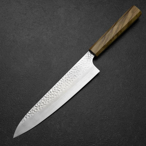 Gyuto VG-10 Tsuchime Damascus Olive Handle 210mm-[Musashi]-[Japanese-Kitchen-Knives]