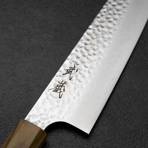 Gyuto VG-10 Tsuchime Damascus Olive Handle 210mm-[Musashi]-[Japanese-Kitchen-Knives]