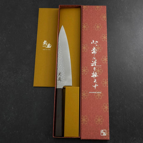 Gyuto VG-10 Tsuchime Ebony Handle 200mm (7.9”)-[Musashi]-[Japanese-Kitchen-Knives]