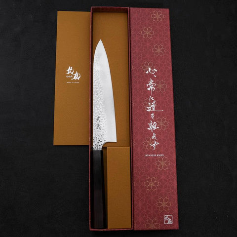 Gyuto VG-10 Tsuchime Ebony Handle 210mm (8.3”)-[Musashi]-[Japanese-Kitchen-Knives]
