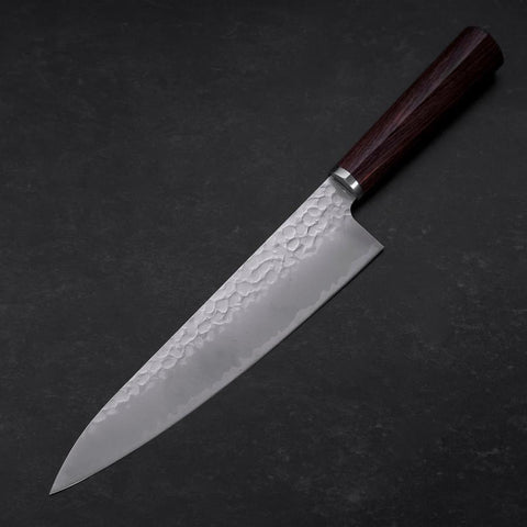 Gyuto VG-10 Tsuchime Oval Mahogany Handle 200mm (7.9”)-[Musashi]-[Japanese-Kitchen-Knives]