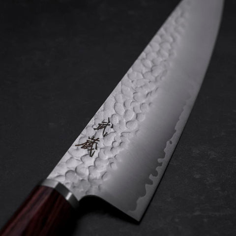 Gyuto VG-10 Tsuchime Oval Mahogany Handle 200mm (7.9”)-[Musashi]-[Japanese-Kitchen-Knives]