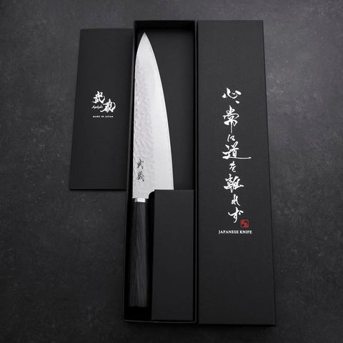 Gyuto VG-10 Tsuchime Oval Purple Handle 200mm-[Musashi]-[Japanese-Kitchen-Knives]