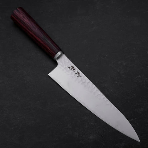 Gyuto VG-10 Tsuchime Oval Red Handle 180mm (7”)-[Musashi]-[Japanese-Kitchen-Knives]