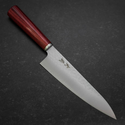 Gyuto VG-10 Tsuchime Western Red Handle 185mm (7.3”) (7.3”)-[Musashi]-[Japanese-Kitchen-Knives]
