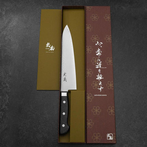 Gyuto VG-5 Tsuchime Black Marble Handle 210mm-[Musashi]-[Japanese-Kitchen-Knives]