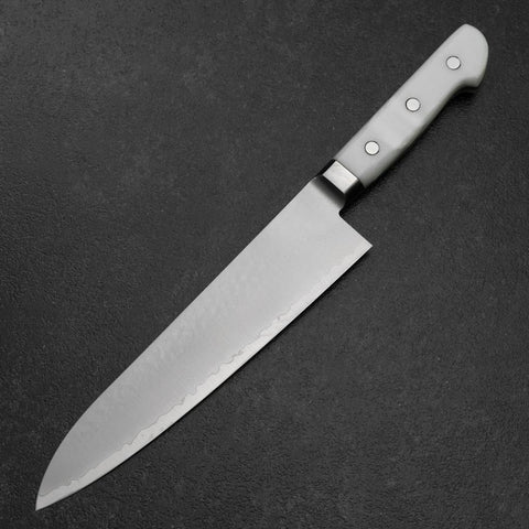 Gyuto VG-5 Tsuchime White Marble Handle 210mm (8.3”)-[Musashi]-[Japanese-Kitchen-Knives]