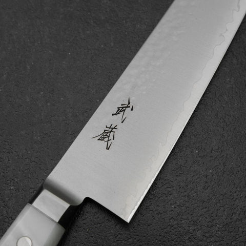 Gyuto VG-5 Tsuchime White Marble Handle 210mm (8.3”)-[Musashi]-[Japanese-Kitchen-Knives]