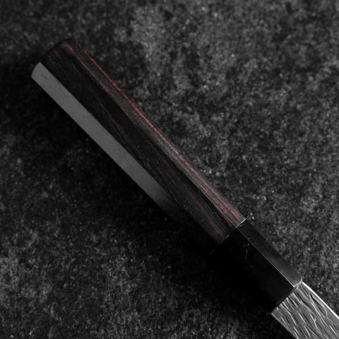 Gyuto White Steel #1 Kurouchi Tsuchime Buffalo Ebony Handle 210mm-[Musashi]-[Japanese-Kitchen-Knives]
