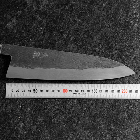 Gyuto White Steel #1 Kurouchi Tsuchime Buffalo Ebony Handle 210mm-[Musashi]-[Japanese-Kitchen-Knives]