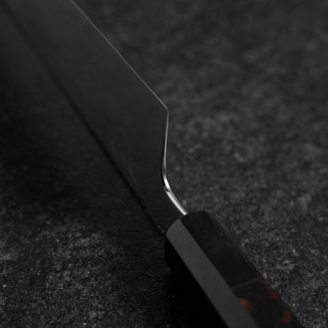 Gyuto White Steel #1 Mirror Moon-Fuji Water Honyaki Buffalo Ebony Handle With Sheath 240mm (9.4”)-[Musashi]-[Japanese-Kitchen-Knives]