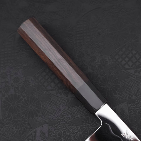 Gyuto White Steel #1 Mirror Water Honyaki Buffalo Ebony Handle With Sheath 210mm (8.3”)-[Musashi]-[Japanese-Kitchen-Knives]