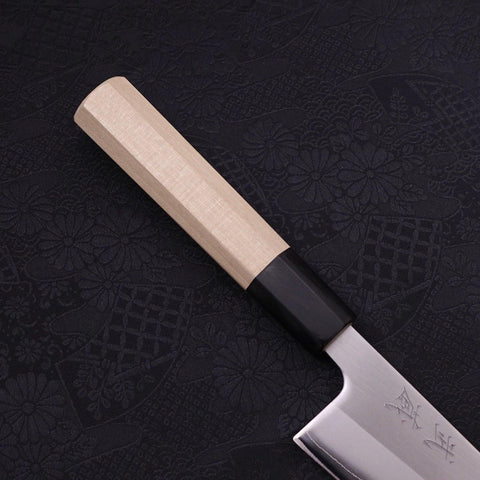 Gyuto White Steel #1 Polished Buffalo Magnolia Handle 180mm (7”)-[Musashi]-[Japanese-Kitchen-Knives]