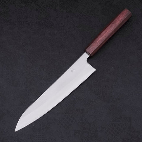 Gyuto White Steel #1 Polished Purple Urushi Handle 210mm (8.3”)-[Musashi]-[Japanese-Kitchen-Knives]
