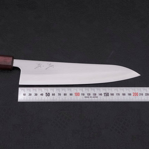 Gyuto White Steel #1 Polished Purple Urushi Handle 210mm (8.3”)-[Musashi]-[Japanese-Kitchen-Knives]