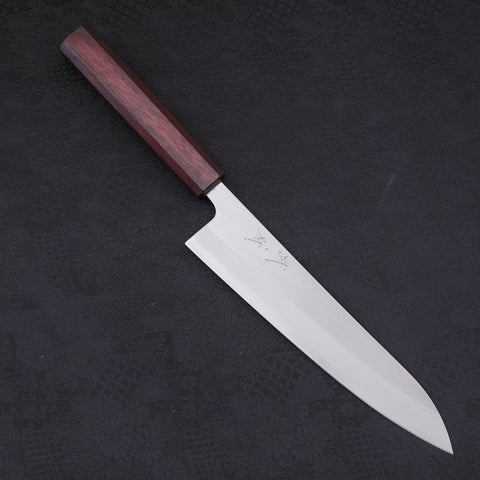 Gyuto White Steel #1 Polished Purple Urushi Handle 210mm (8.3”)-[Musashi]-[Japanese-Kitchen-Knives]