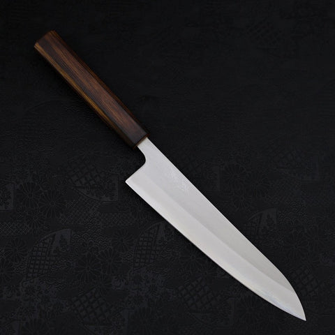 Gyuto White Steel #1 Polished Sumi Urushi Handle 210mm (8.3”)-[Musashi]-[Japanese-Kitchen-Knives]