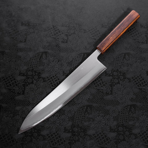 Gyuto White Steel #1 Polished Sumi Urushi Handle 240mm (9.4”)-[Musashi]-[Japanese-Kitchen-Knives]