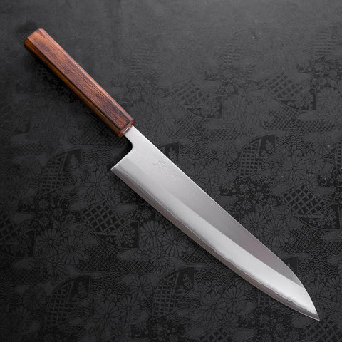 Gyuto White Steel #1 Polished Sumi Urushi Handle 240mm (9.4”)-[Musashi]-[Japanese-Kitchen-Knives]