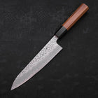 Gyuto White Steel #1 Stainless Clad Tsuchime Buffalo Teak Handle 180mm (7”)-[Musashi]-[Japanese-Kitchen-Knives]