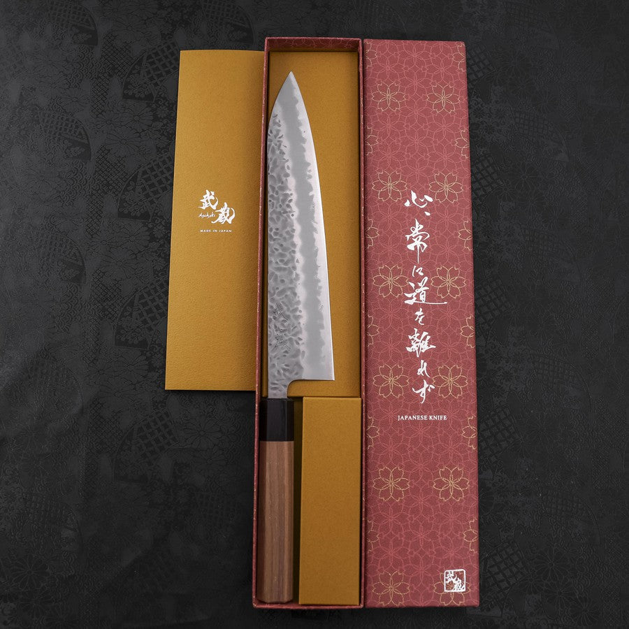 牛刀 白紙1号 槌目 クルミ柄 240mm – MUSASHI