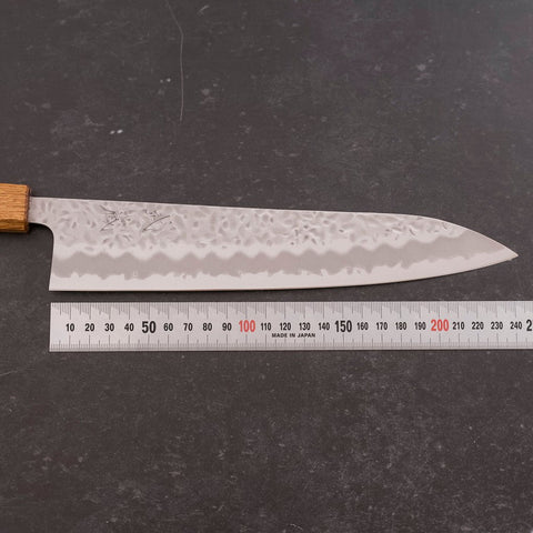 Gyuto White Steel #1 Stainless Clad Tsuchime Yaki Urushi Handle 240mm (9.4”)-[Musashi]-[Japanese-Kitchen-Knives]