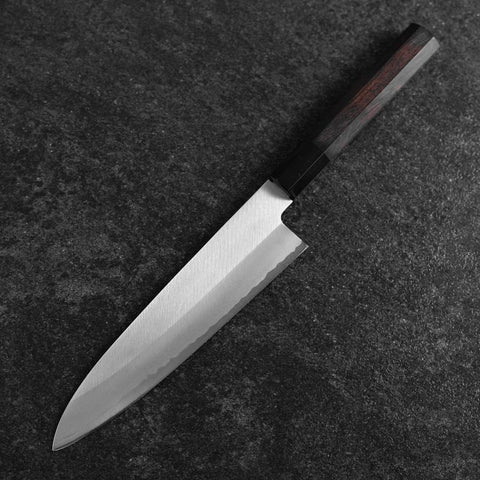 Gyuto White Steel #2 Chokin Kasumi Pagoda Sakura Buffalo Ebony Handle 210mm (8.3”)-[Musashi]-[Japanese-Kitchen-Knives]