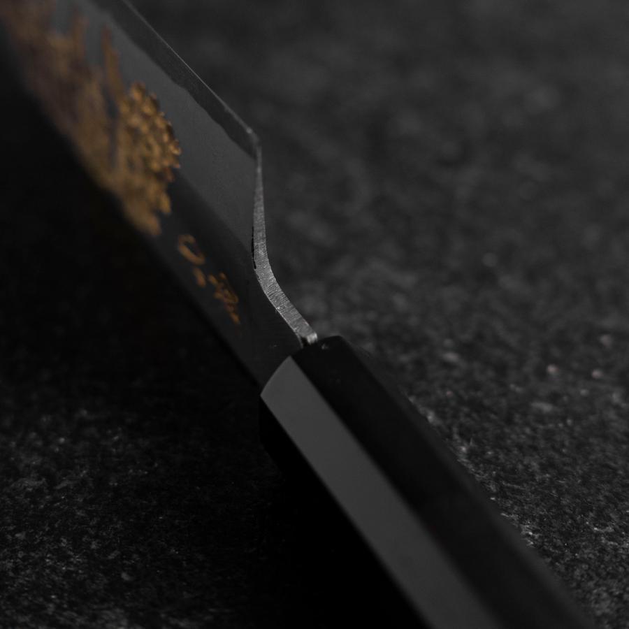 Gyuto White Steel #2 Chokin Kasumi Pagoda Sakura Buffalo Ebony Handle 210mm-[Musashi]-[Japanese-Kitchen-Knives]