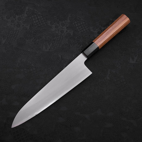 Gyuto White Steel #2 Kasumi Buffalo Teak Handle 210mm (8.3”)-[Musashi]-[Japanese-Kitchen-Knives]