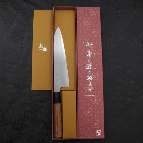 Gyuto White Steel #2 Kasumi Buffalo Teak Handle 210mm (8.3”)-[Musashi]-[Japanese-Kitchen-Knives]