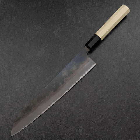Gyuto White Steel #2 Kurouchi Buffalo Magnolia Handle 240mm (9.4”)-[Musashi]-[Japanese-Kitchen-Knives]