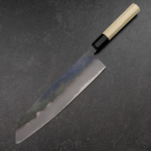 Gyuto White Steel #2 Kurouchi Buffalo Magnolia Handle 240mm（wider width）-[Musashi]-[Japanese-Kitchen-Knives]