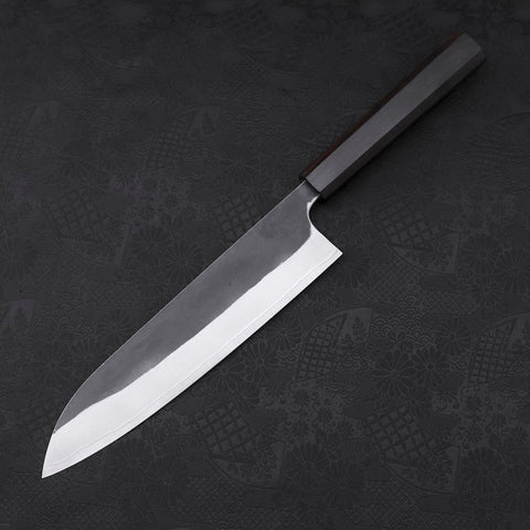 Gyuto White Steel #2 Kurouchi Stainless Clad Ebony Handle 210mm (8.3”)-[Musashi]-[Japanese-Kitchen-Knives]