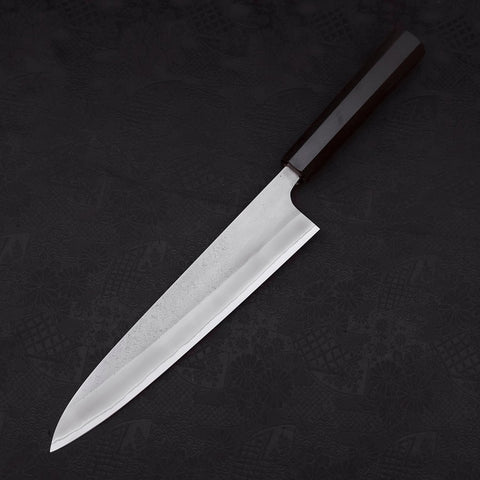 Gyuto White Steel #2 Nashiji Ebony Handle 240mm (9.4”)-[Musashi]-[Japanese-Kitchen-Knives]