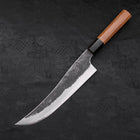 Gyuto White Steel #2 Stainless Clad Kurouchi Buffalo Teak Handle 210mm (8.3”)-[Musashi]-[Japanese-Kitchen-Knives]