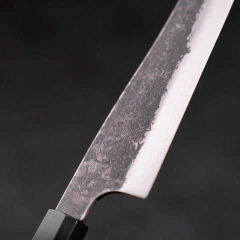 Gyuto White Steel #2 Stainless Clad Kurouchi Buffalo Teak Handle 210mm (8.3”)-[Musashi]-[Japanese-Kitchen-Knives]