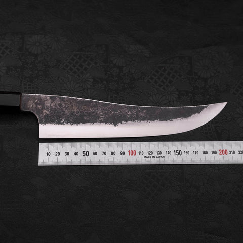 Gyuto White Steel #2 Stainless Clad Kurouchi Buffalo Teak Handle 210mm (8.3”)-[Musashi]-[Japanese-Kitchen-Knives]