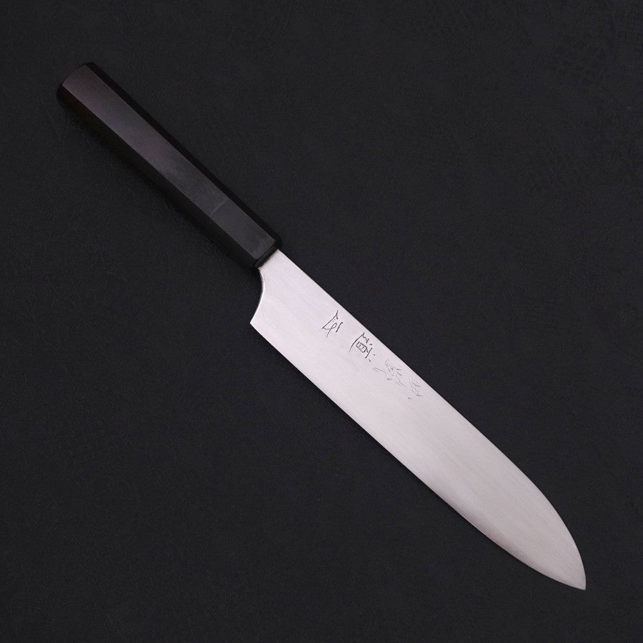 Gyuto White Steel #2 Super Polished Buffalo Ebony Handle 190mm (7.5”)-[Musashi]-[Japanese-Kitchen-Knives]