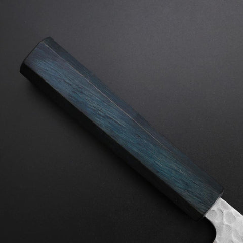 Gyuto White Steel #2 Tsuchime Dark Blue Urushi Handle 180mm (7”)-[Musashi]-[Japanese-Kitchen-Knives]