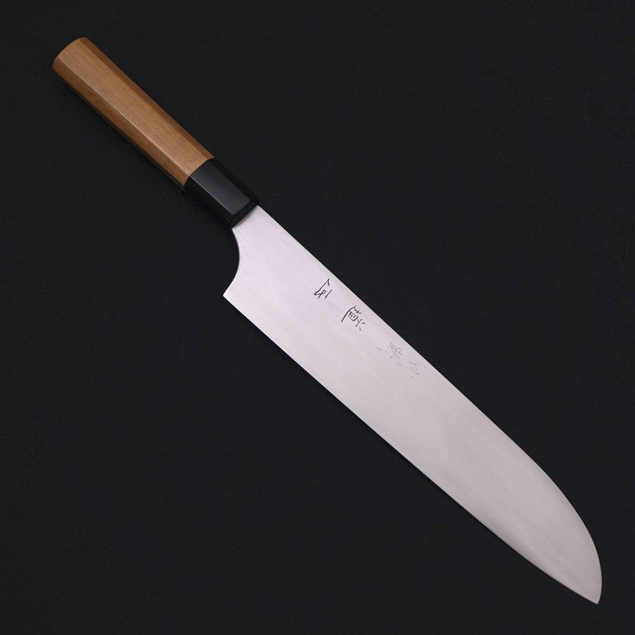 Gyuto White steel #1 Super Polished Buffalo Magnolia Handle 240mm-Japanese Handle-[Musashi]-[Japanese-Kitchen-Knives]
