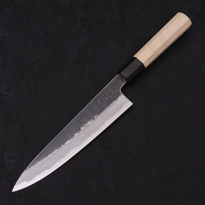 Gyuto White steel #2 Kurouchi Buffalo Magnolia Handle 200mm-White steel #2-Kurouchi-Japanese Handle-[Musashi]-[Japanese-Kitchen-Knives]
