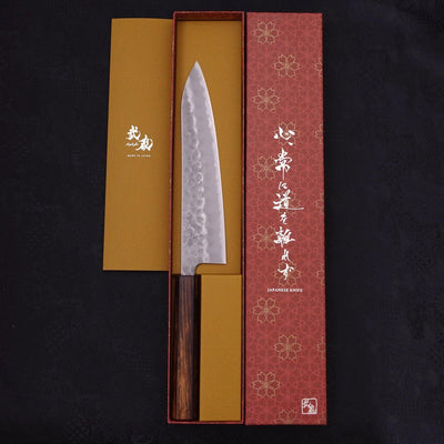 Gyuto White steel #2 Tsuchime Sumi Urushi Handle 210mm-White steel #2-Tsuchime-Japanese Handle-[Musashi]-[Japanese-Kitchen-Knives]
