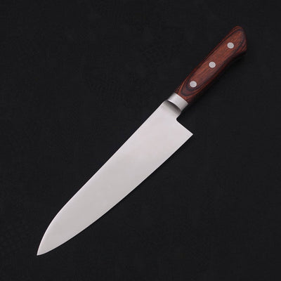 Gyuto knife AUS-8 Polished Western Mahogany Handle 180mm-AUS-8-Polished-Western Handle-[Musashi]-[Japanese-Kitchen-Knives]